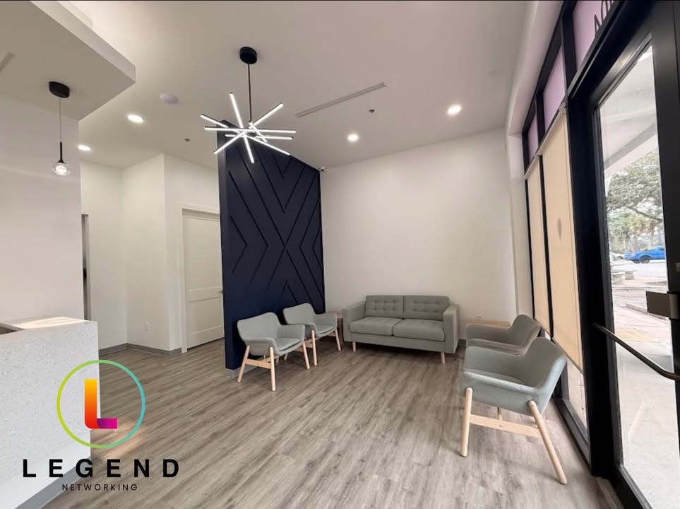 Reception area at Gorgeous Brothers Dental in St. Augustine, Florida, a practice Legend Networking supported through buildout and opening.