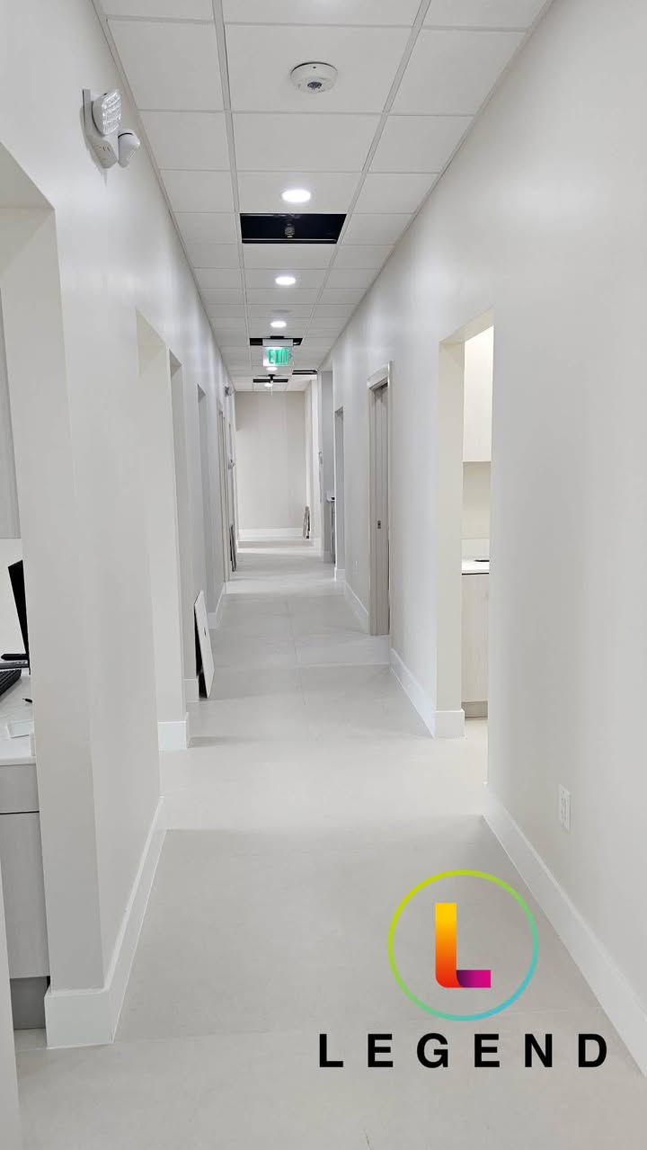 Completed interior hallway at Good Hands Dental in Miramar, Florida