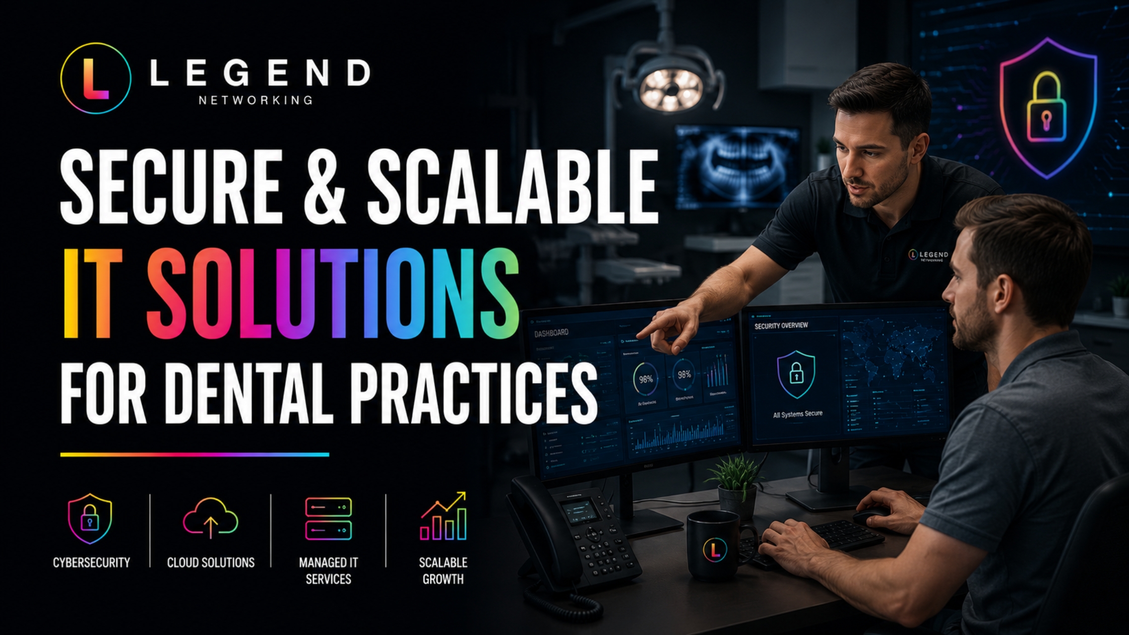 Legend Networking | Best Dental IT Companies 2026 Healthcare IT support team helping dental practices improve cybersecurity and operations