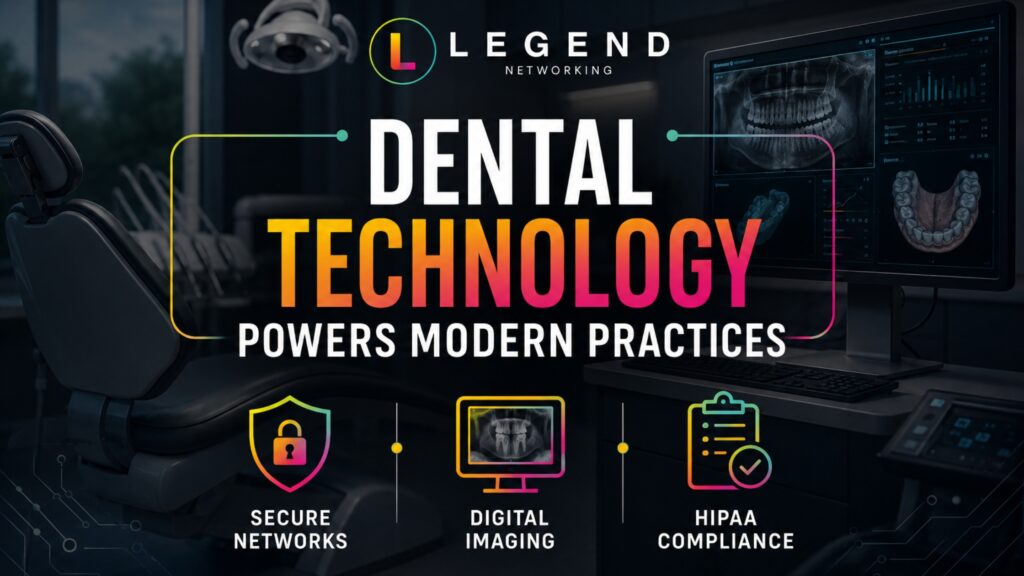 Modern dental office using secure digital technology and dental IT systems 