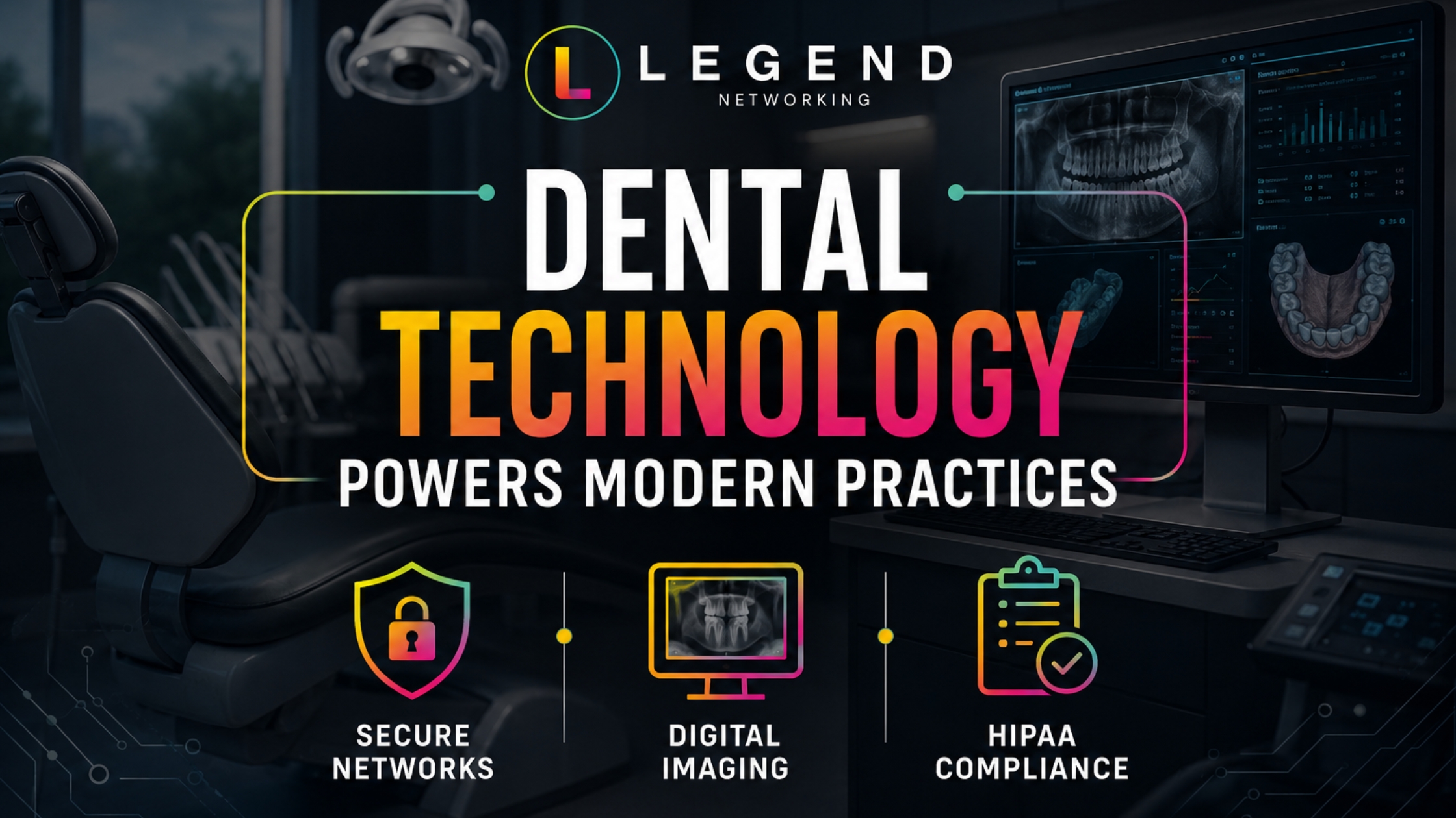 Modern dental office using secure digital technology and dental IT systems 