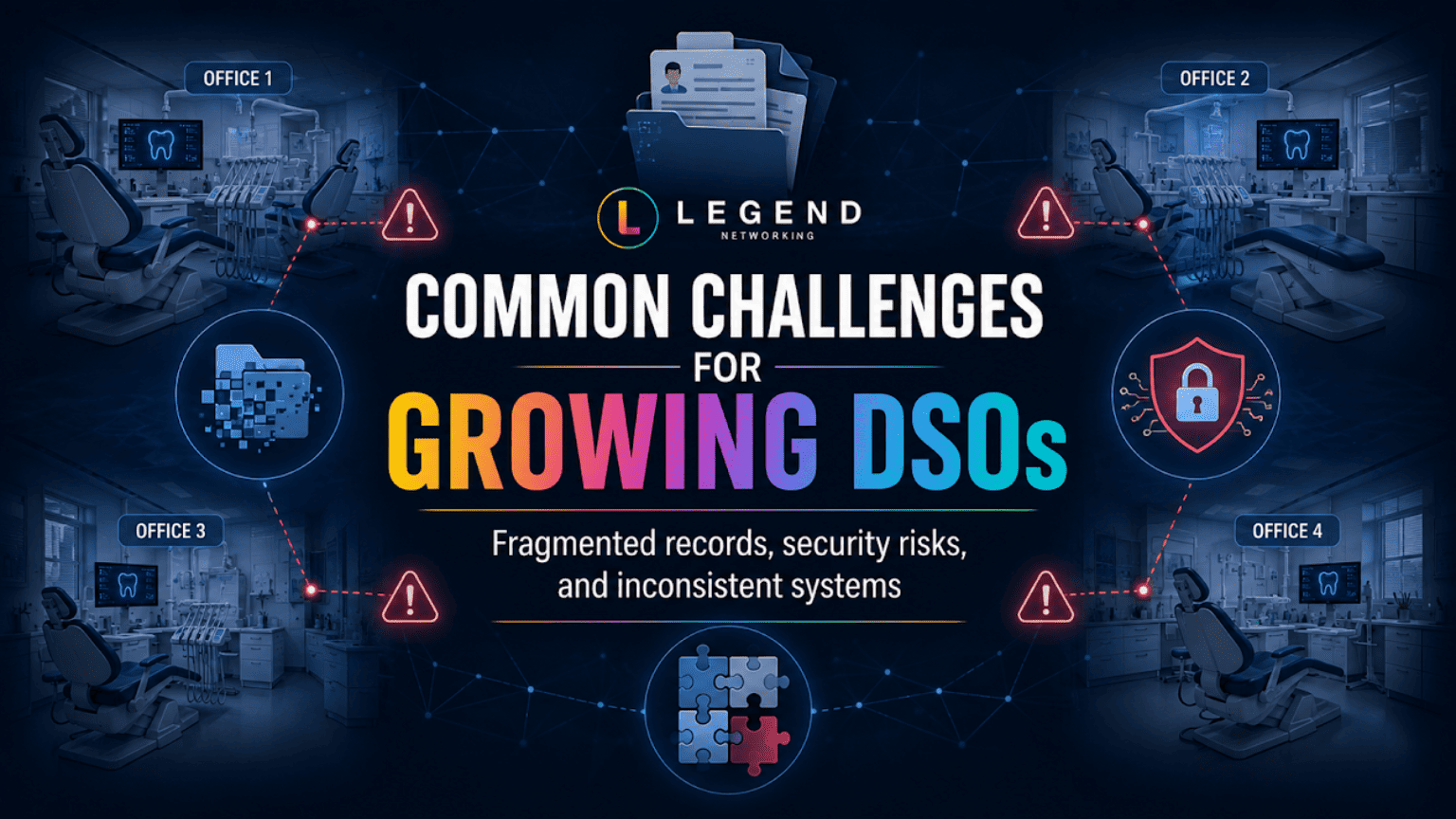 Dental network challenges including security and patient record management