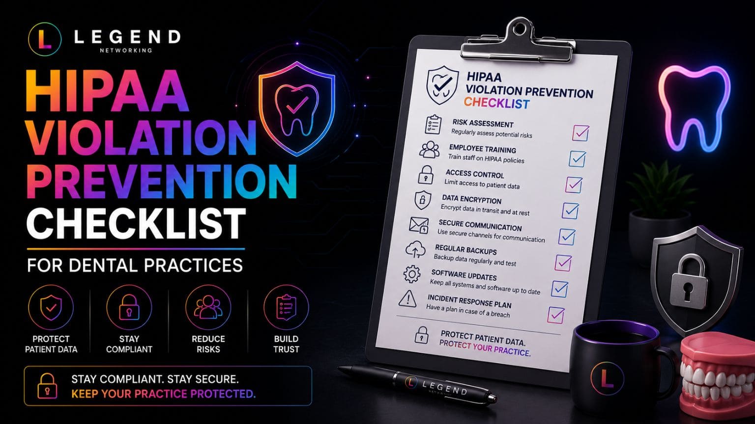 Legend Networking | Common HIPAA Violations Dental Practices Make (And How to Avoid Them) HIPAA Violation Prevention Checklist for Dental Practices