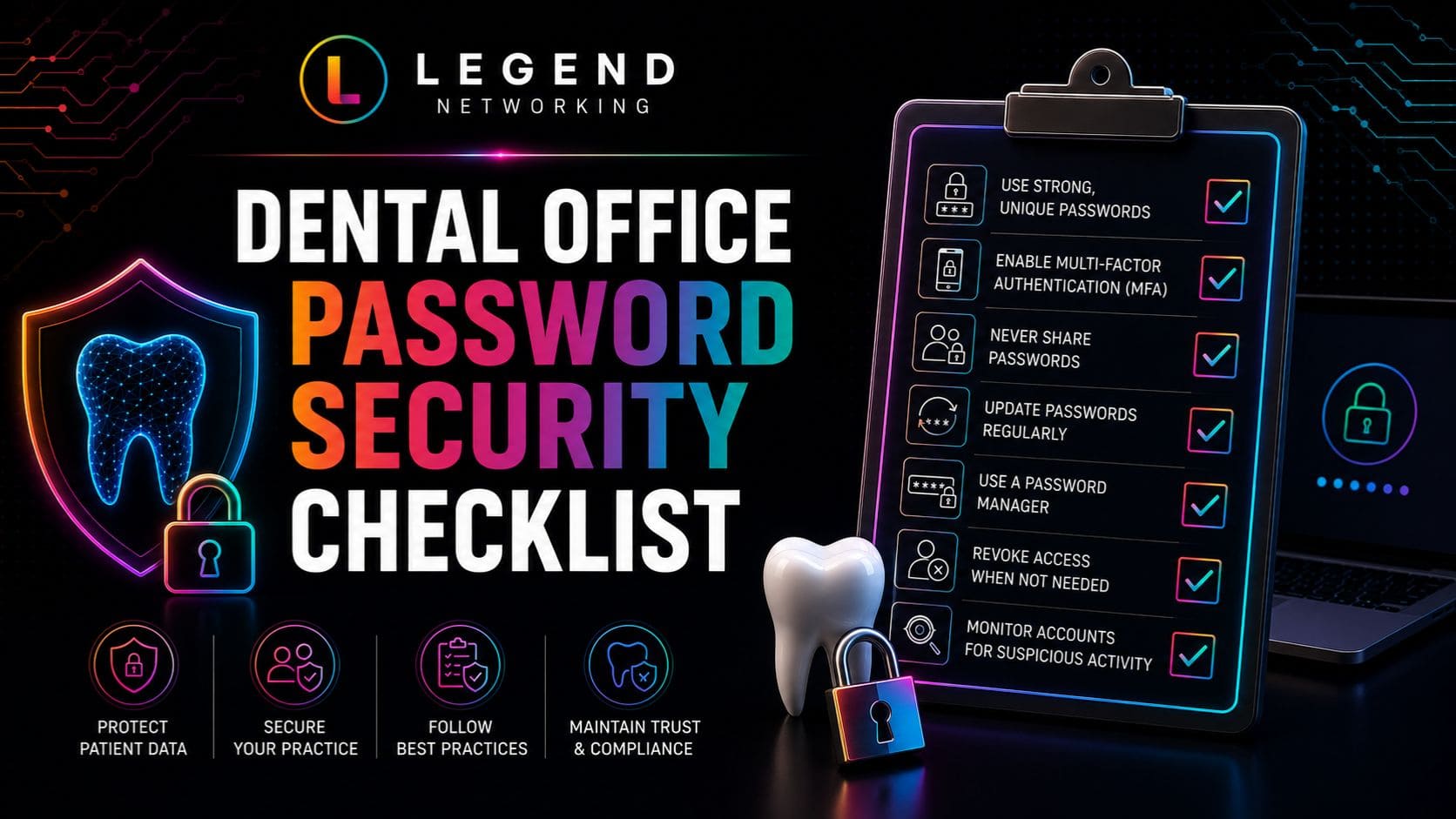 Legend Networking | Password Management Best Practices for Dental Teams Dental password security checklist