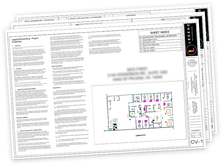 CAD drawing of a planned dental practice network layout.