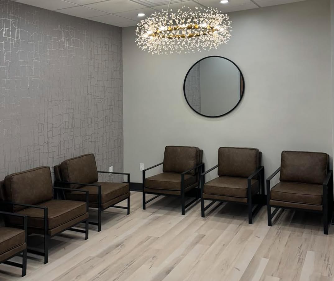 Seating in the Calm Family Dental waiting area.