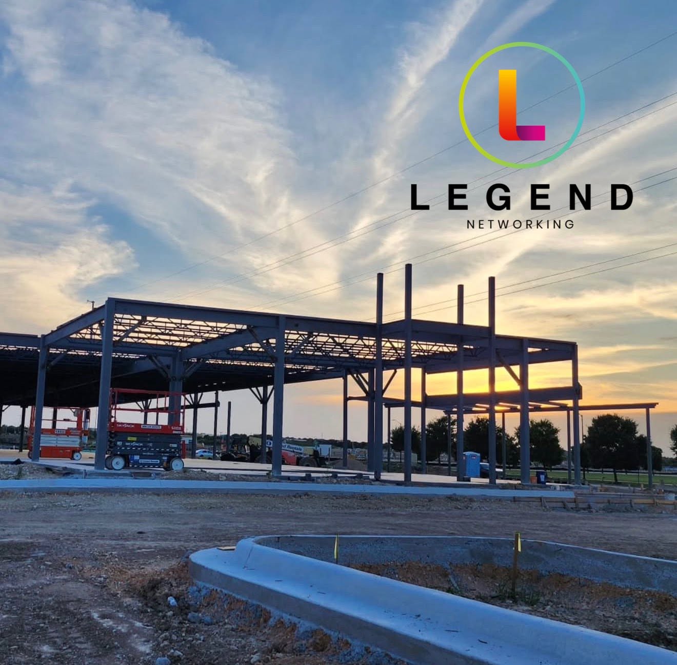 Exterior structural framing during the Noble Dental buildout.